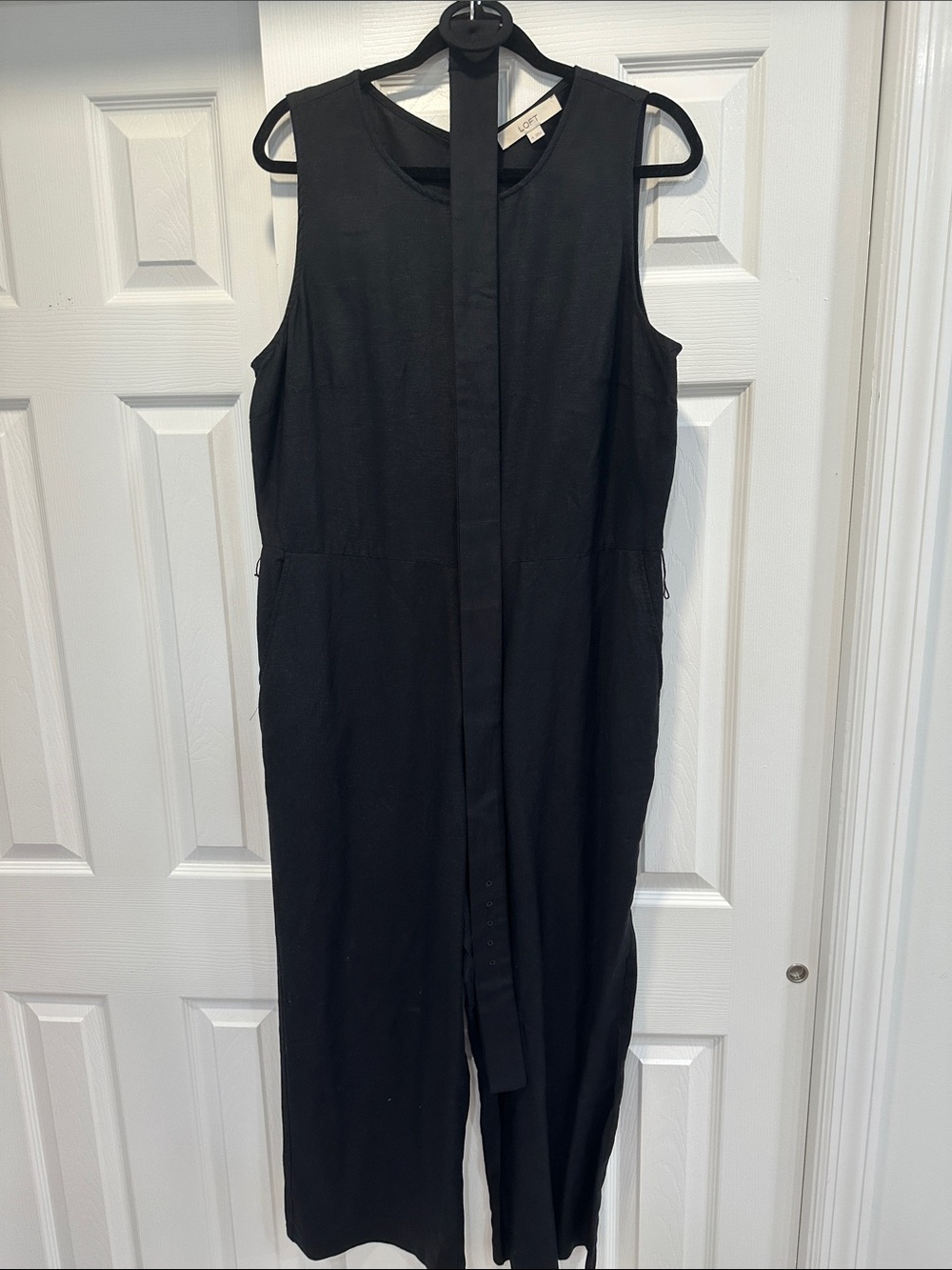 Black Sleeveless Jumpsuit with Belt